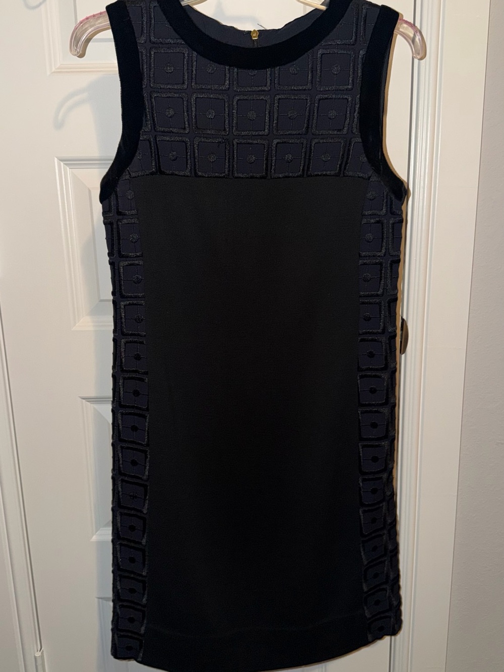 Tory Burch Black Dress with Navy Textured Panels
